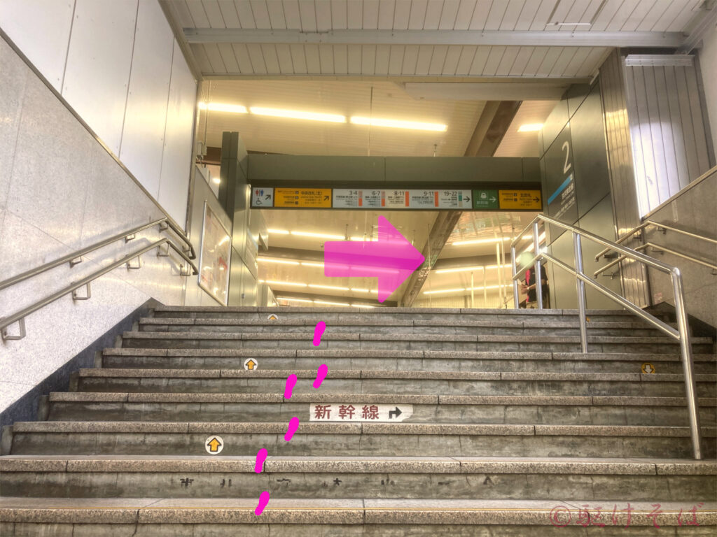 大宮駅_【1・2番線】7号車2番目ドア降車ルート(階段)