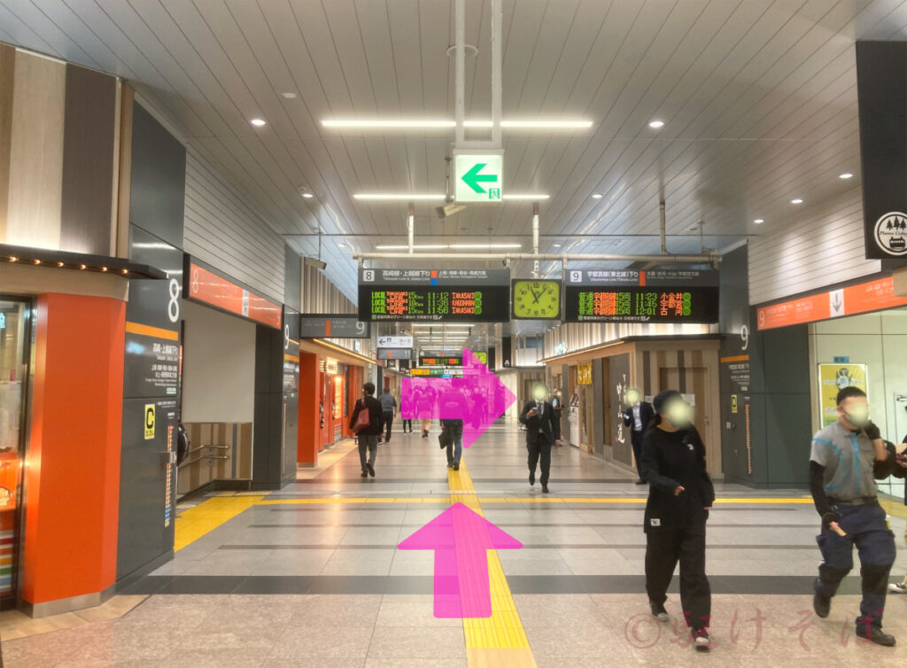 大宮駅_京浜東北線下り降車ルート_通路_中山道